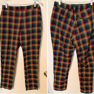 Hot Topic Multicolor Rainbow Plaid Cropped Pants Pride Sz L